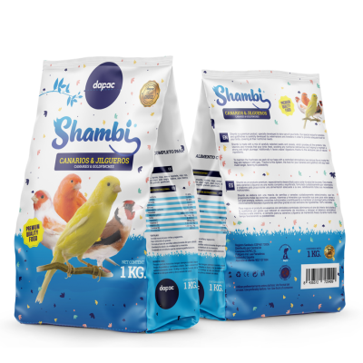 Diseño gráfico de los sacos de packaging para el pienso alimento para perros