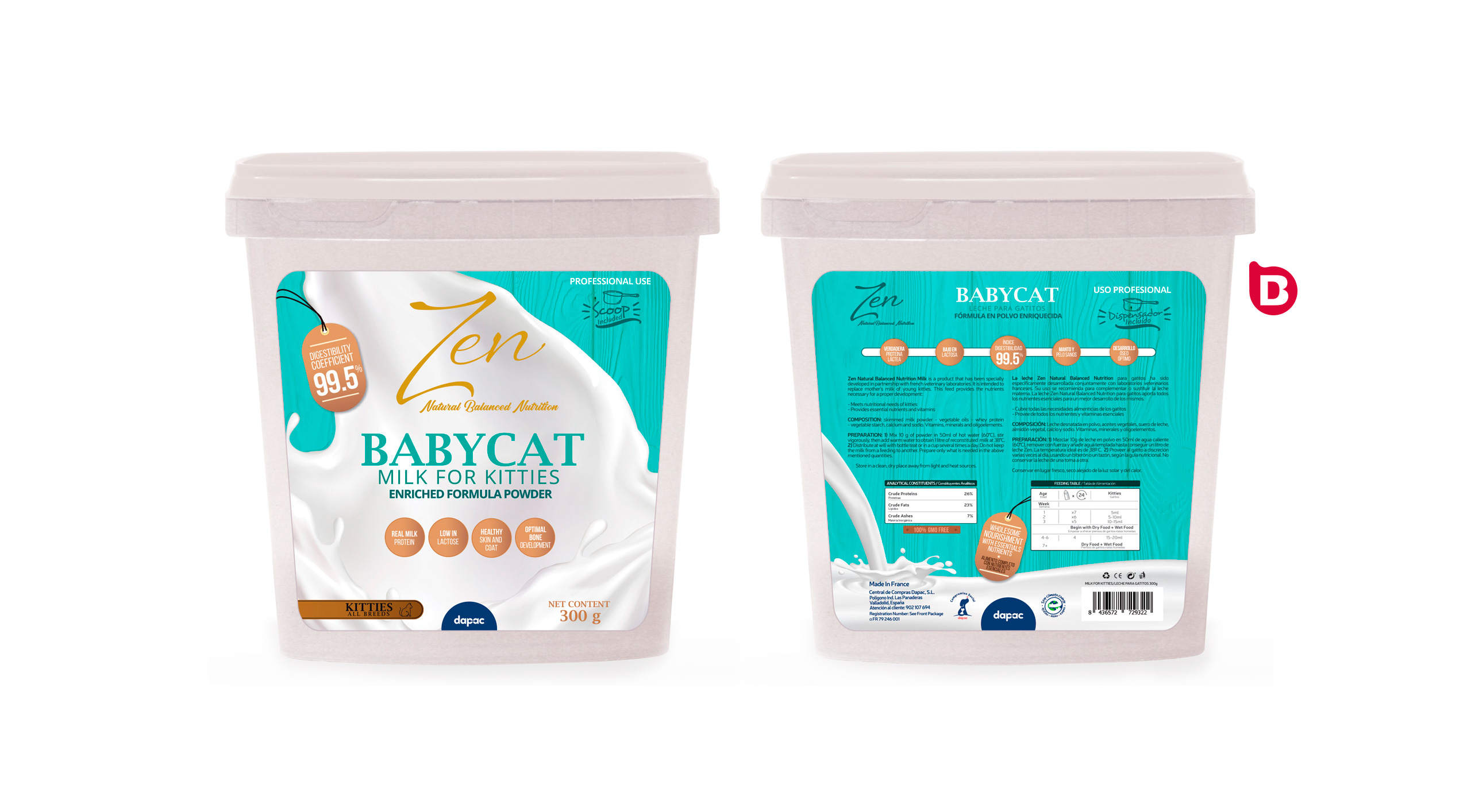 diseño de las etiquetas BabyCat marca de alimentación para mascotas pet care