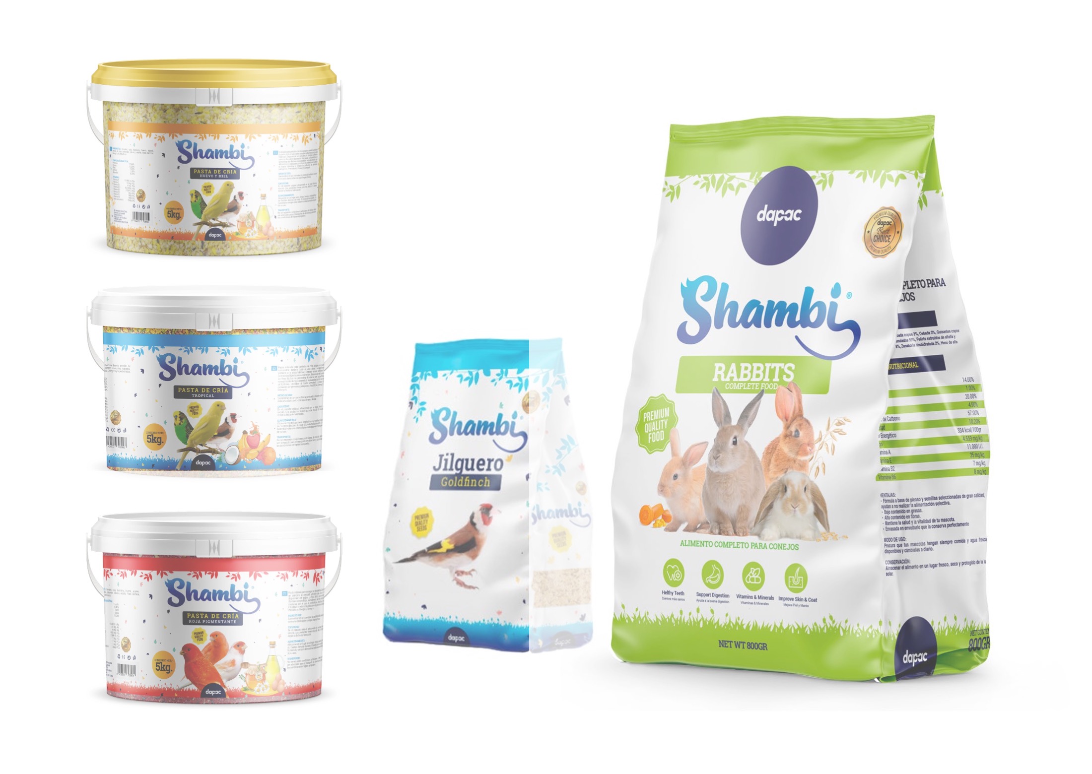 diseño de la arquitectura de marca de los alimentos para mascotas Shambi