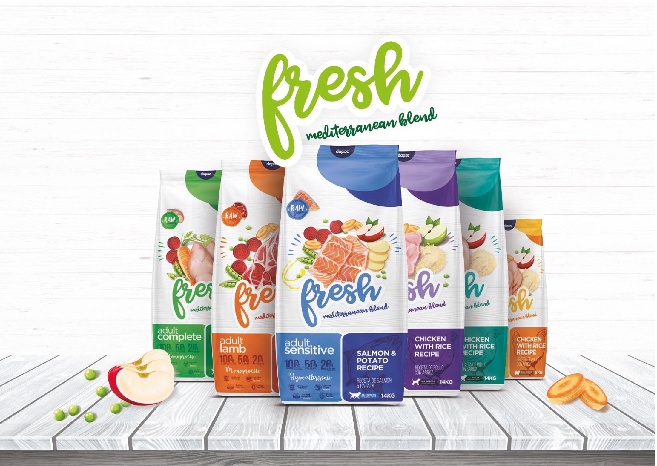 diseño de la arquitectura de marca de la nueva linea de piensos y alimentación para mascotas de Fresh