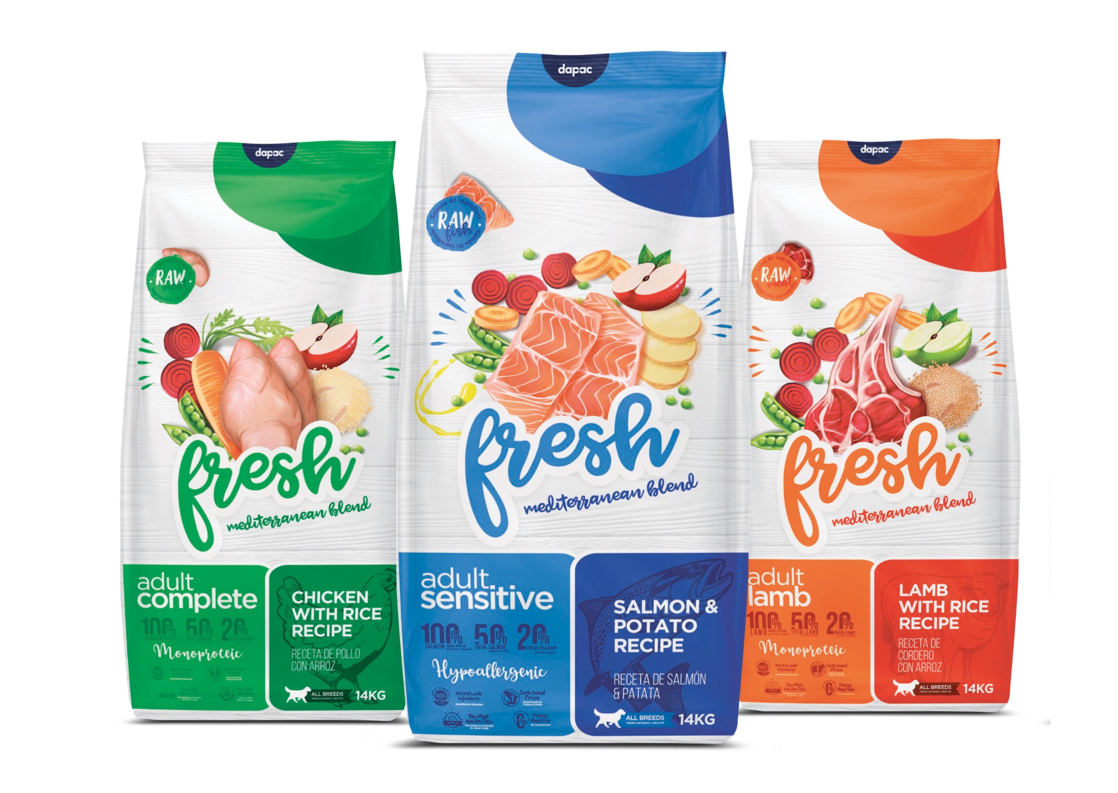diseño de la arquitectura de marca de la nueva linea de piensos y alimentación para mascotas de Fresh