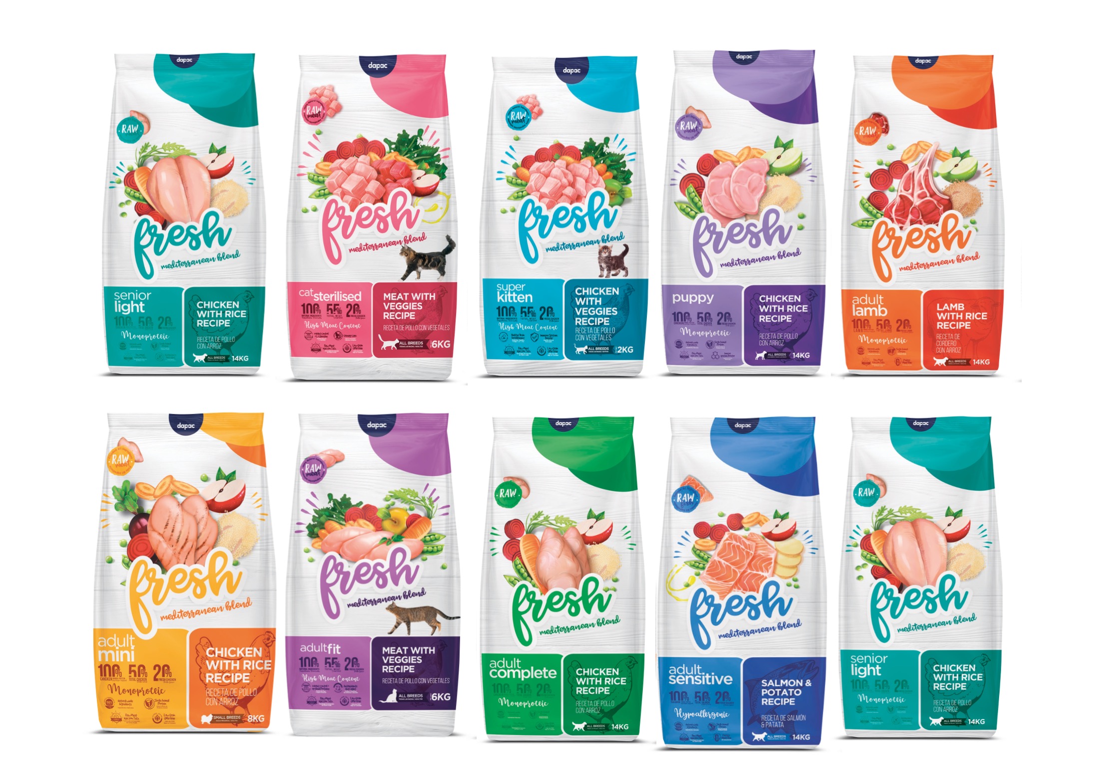 diseño de la arquitectura de marca de la nueva linea de piensos y alimentación para mascotas de Fresh