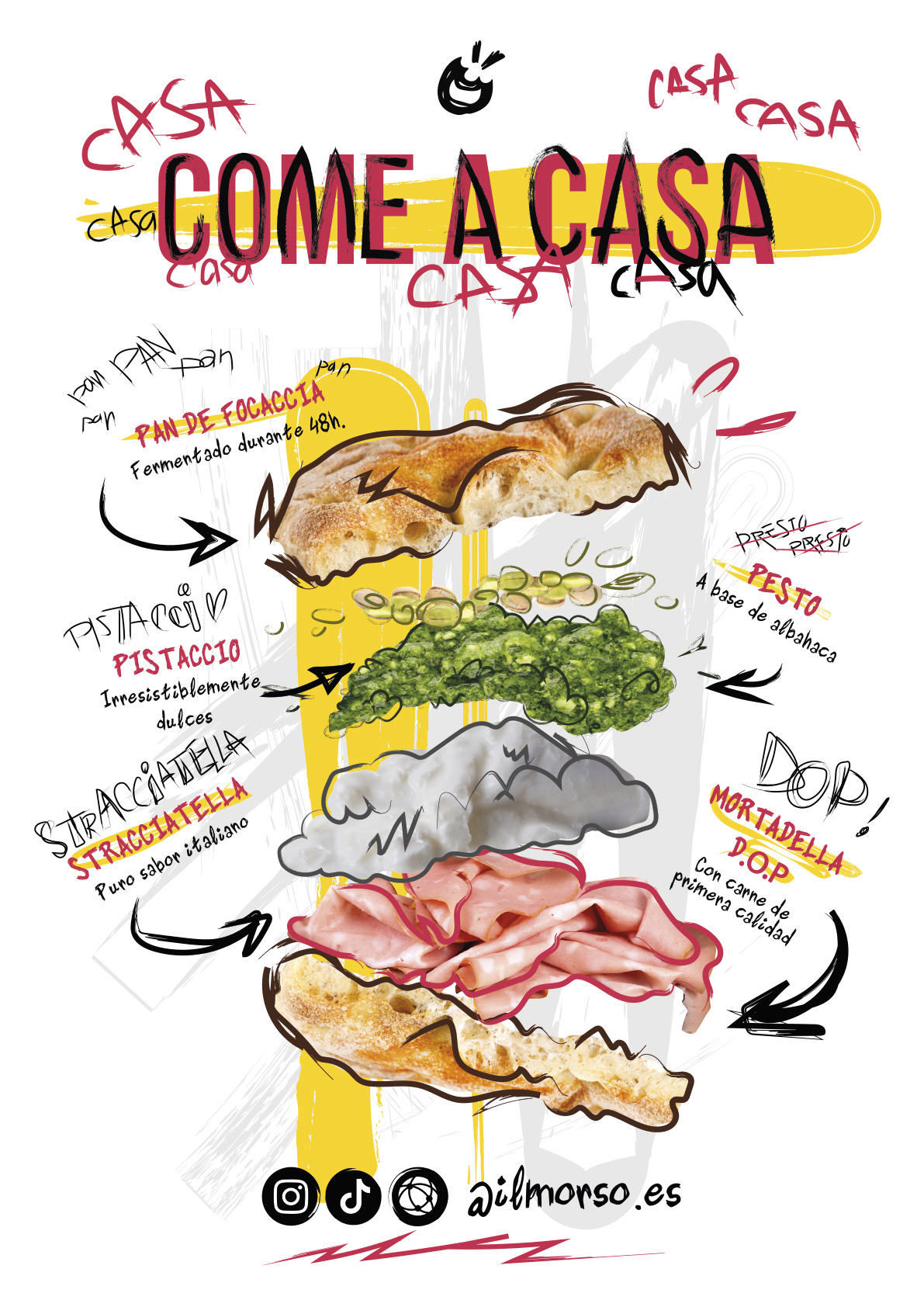 Arte + función: los menús ilustrados a mano para Il Morso