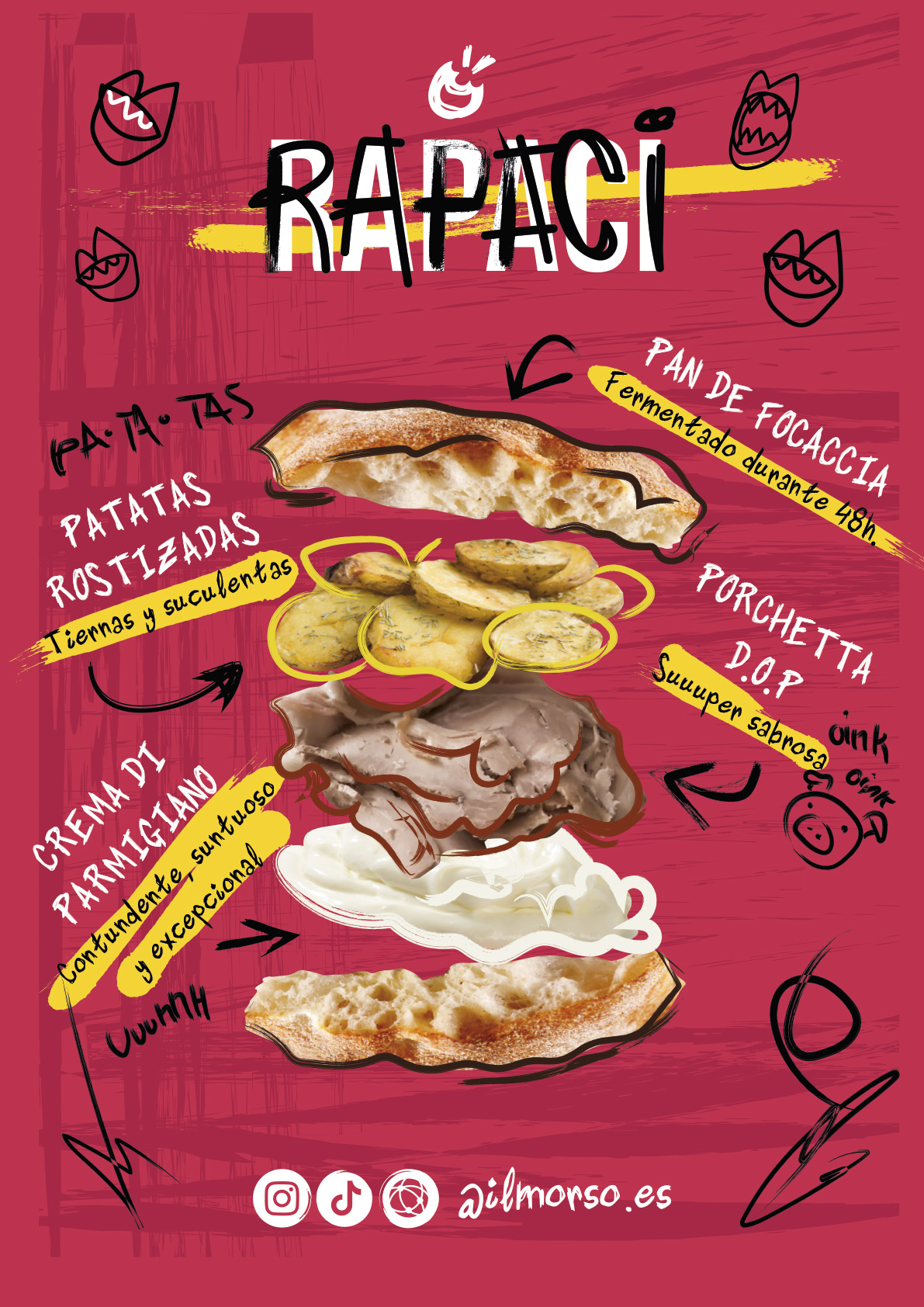 Arte + función: los menús ilustrados a mano para Il Morso