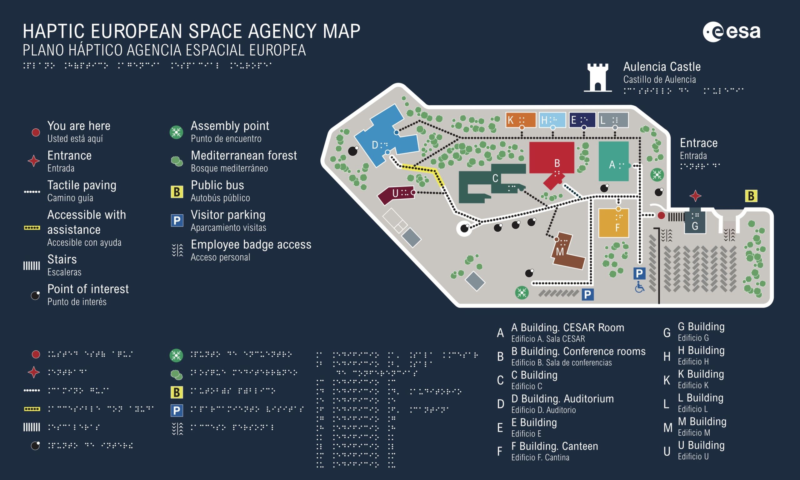 Plano haptico de la entrada del edificio B estudio de diseño gráfico de planos hapticos para edificios e instalaciones