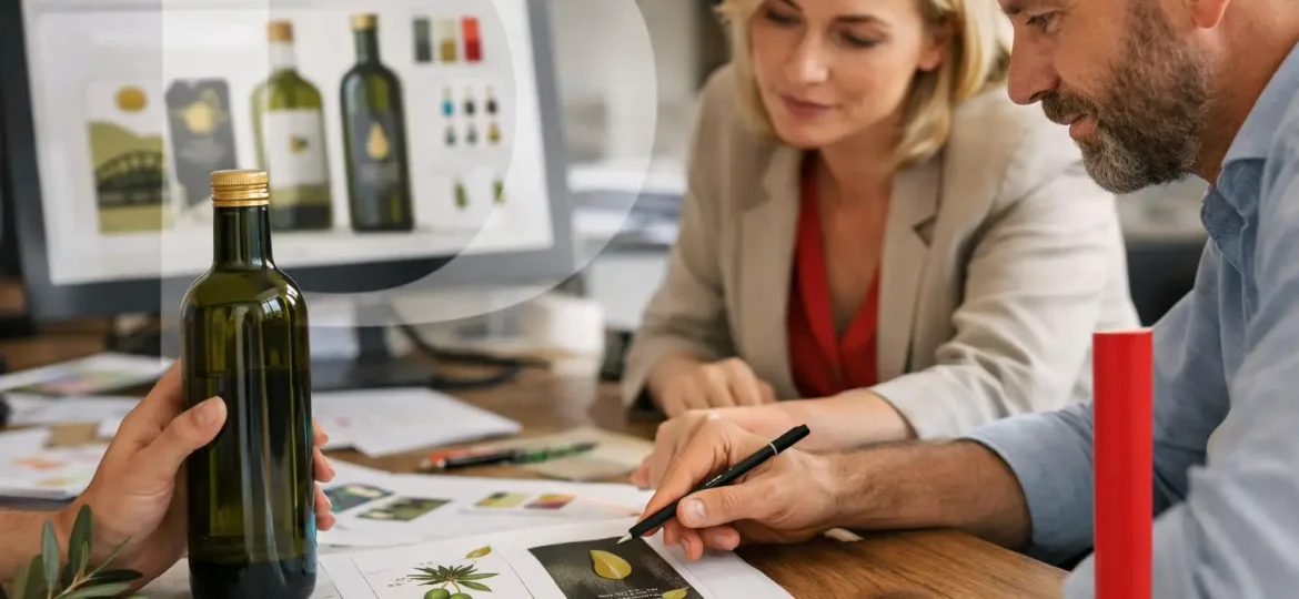 Diseño de etiqueta de aceite de oliva virgen extra