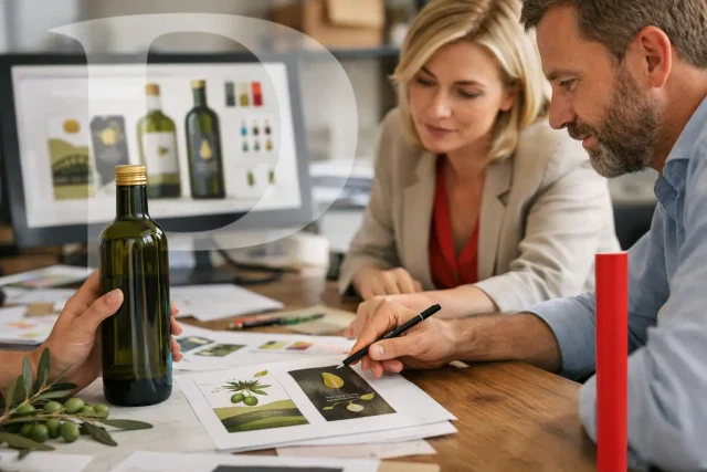 Diseño de etiqueta de aceite de oliva virgen extra